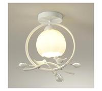 YDYORHHL Ceiling Light Resin Bird Milk Glass Flower Ceiling Lamp French Country White Bedroom Flush Mount Nordic Modern Kitchen Hallway Entry Farmhouse Porch Corridor