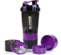 YDYxieji 16oz Protein Shaker Bottle, 3 Layer Twist Off GYM Shaker Cup Shake Bottle with Mix Grid and Pill & Supplement Storage, Leak Proof Shaker for Protein Shakers (Purple)