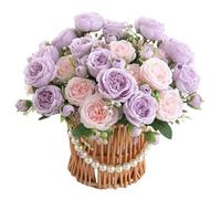 YDYxieji 2 Bunches Artificial Peony Silk Flowers, 10Pcs Realistic Faux Peonies Flower, Lifelike Peony Fake Flowers Bouquet for Wedding Party Centerpiece Home Decor (Pink-Purple)