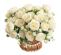 YDYxieji 2 Bunches Artificial Peony Silk Flowers, 10Pcs Realistic Faux Peonies Flower, Lifelike Peony Fake Flowers Bouquet for Wedding Party Centerpiece Home Decor (Yellow)