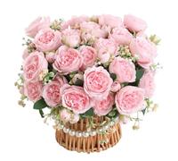 YDYxieji 2 Bunches Artificial Peony Silk Flowers, 10Pcs Realistic Faux Peonies Flower, Lifelike Peony Fake Flowers Bouquet for Wedding Party Centerpiece Home Decor (Light Pink)