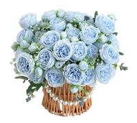 YDYxieji 2 Bunches Artificial Peony Silk Flowers, 10Pcs Realistic Faux Peonies Flower, Lifelike Peony Fake Flowers Bouquet for Wedding Party Centerpiece Home Decor (Blue)