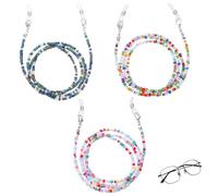 YDYxieji 3 pcs Eyeglasses Chain, Glasses Bead Chain with Anti-slip silicone ring, Trendy Eyewear Strap, Glasses Cord, Sunglasses Strap Lanyard, Spectacle Chain for Women Men Sports (Style 2)