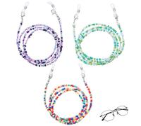 YDYxieji 3 pcs Eyeglasses Chain, Glasses Bead Chain with Anti-slip silicone ring, Trendy Eyewear Strap, Glasses Cord, Sunglasses Strap Lanyard, Spectacle Chain for Women Men Sports (Style 1)