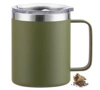 YDYxieji Coffee Cup, Insulated Stainless Steel Travel Mug with Handle & Lid, Keeps Drinks Hot or Cold for Hours, Reusable Coffee Cup - Ideal Present for Him or Her (Army Green, 300ml)