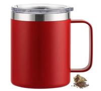 YDYxieji Coffee Cup, Insulated Stainless Steel Travel Mug with Handle & Lid, Keeps Drinks Hot or Cold for Hours, Reusable Coffee Cup - Ideal Present for Him or Her (Red, 300ml)