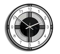 YDZK Creative Black White Wall Clock 28cm Round Silent Battery Operated Acrylic Clock for Modern Kitchen Home Living Room Bedroom School Office Decorative Clocks