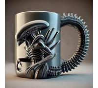 YDZYFFS 15oz Mug - Coffee Cups - Wine Glasses, 400ML Novelty Xenomorph Coffee Mugs, 3D Personalized Alien Stainless Steel Beer Mug Cup, Gifts for Boyfriends, Fathers, Christmas(Beige)