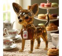 YDZYFFS 300ML Whiskey Decanter Wine Bottles Art Statue Figurine - 3D Chihuahua Shaped Whiskey Wine Bottle Sculpture, Novelty Animal Glass Whiskey Decanter, Creative Dog Wine Storage Containers(#4)