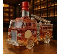 YDZYFFS 300ML Whiskey Decanter Wine Bottles Art Statue Figurine - 3D Fire Truck Shaped Whiskey Wine Bottle Sculpture, Novelty Glass Whiskey Decanter, Creative Car Theme Empty Liquor Bottles(A)