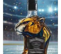 YDZYFFS 300ML Whiskey Decanter Wine Bottles Art Statue Figurine - 3D Panther Head Shaped Whiskey Wine Bottle,10oz Novelty Glass Whiskey Decanter, Creative Ice Hockey Theme Empty Wine Bottles(B)