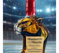 YDZYFFS 300ML Whiskey Decanter Wine Bottles Art Statue Figurine - 3D Panther Head Shaped Whiskey Wine Bottle,10oz Novelty Glass Whiskey Decanter, Creative Ice Hockey Theme Empty Wine Bottles(A)
