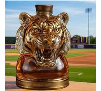 YDZYFFS 300ML Whiskey Decanter Wine Bottles Art Statue Figurine - 3D Tiger Head Shaped Whiskey Wine Bottle Sculpture, Novelty Glass Bull Head Whiskey Decanter, Animal Empty Wine Bottles(E)