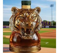 YDZYFFS 300ML Whiskey Decanter Wine Bottles Art Statue Figurine - 3D Tiger Head Shaped Whiskey Wine Bottle Sculpture, Novelty Glass Bull Head Whiskey Decanter, Animal Empty Wine Bottles(D)