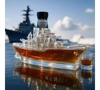YDZYFFS 300ML Whiskey Decanter Wine Bottles Art Statue Figurine - Ship Shaped Whiskey Wine Bottle, 3D Creative Glass Whiskey Decanter, Empty Wine Bottles For Liquor Storage, Hand Blown Barware(A)
