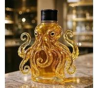YDZYFFS 350ML Whiskey Decanter Wine Bottles Art Statue Figurine - 3D Octopus Shape Whiskey Wine Bottle, Creative Animal Theme Whiskey Decanter, Home Bar Decorative Gifts, Wines Containers(D)