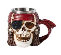 YDZYFFS 3D Mug - Coffee Cups - Wine Glasses, 3D Skull Mug Pirate Bandana Beer Coffee Mugs with Handle, Stainless Steel and Resin Tankard Coffee Beer Mug Cup