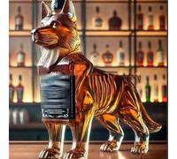 YDZYFFS 3D Whiskey Decanter Wine Bottles Art Statue Figurine - 300ML German Shepherd Whiskey Wine Bottle Sculpture, Animal Craft Bottles Liquor Decanters, Canine Whiskeys Decanters Statue(B)