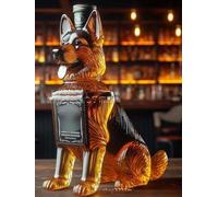 YDZYFFS 3D Whiskey Decanter Wine Bottles Art Statue Figurine - 300ML German Shepherd Whiskey Wine Bottle Sculpture, Animal Craft Bottles Liquor Decanters, Canine Whiskeys Decanters Statue(A)
