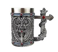 YDZYFFS 500ML Coffee Cups - Mug - Wine Glasses, 3D Medieval Viking Knight Resin Stainless Steel Mug, Drinking Cup, Beer Mug, Coffee Cup, Party Props, Bar Decoration, Birthday Gift for Men