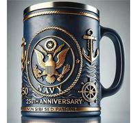 YDZYFFS Coffee Cups - Mug - Wine Glasses, 250th Anniversary Military Commemorative 400ml Mug, 3D Exquisite Military Theme Creative Handmade Coffee Mug, Salute to The Heroes Beer Mug(Blue)