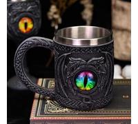 YDZYFFS Coffee Cups - Mug - Wine Glasses, Large Stainless Steel Drinking Beer Stein Mug, 3D Dragon Eye Beer Mug Coffee Cup, Dragon Lovers Collector Party Decoration Cups(Black)