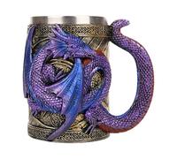 YDZYFFS Coffee Cups - Mug - Wine Glasses, Medieval Dragon Mug, Dungeon and Dragons Beer Cup with Handles, Medieval Dragon Beer Stein Tankard Gothic Drink Cup(Purple)