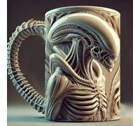 YDZYFFS Coffee Cups - Mug - Wine Glasses, Novelty Xenomorph Coffee Mugs, Personalized 3D Printed Alien Coffee Mug, 15oz Stainless Steel Cup, Cool Gifts(Black)