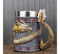 YDZYFFS Mug - Coffee Cups - Wine Glasses, for Men Beer Mugs, for Father, Husband Water Glasses, Tea Cup, 3D Coffee Mugs Stainless Steel Viking Gifts(Yellow)