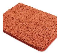 Yeaban Chenille Burnt Orange Bathroom Rug 17"x24", Non-Slip Rubber Backing | Machine Washable & Super Absorbent, Ultra-Soft Mat Stays Put Next to the Shower, Sink, or Tub
