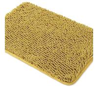 Yeaban Chenille Mustard Bathroom Rug 20"x32", Non-Slip Rubber Backing