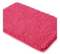 Yeaban Hot Pink Bathroom Rugs - Thick Chenille Bath Mats | Absorbent and Washable Bath Rug Non-Slip, Plush and Soft Rugs for Bathroom Floor, Shower, Sink - 24" x 36"