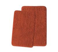 Yeaban Rust Bathroom Rugs Sets 2 Piece - Thick Chenille Bath Mats | Absorbent and Washable Bath Rug Non-Slip, Soft Rugs for Bathroom Floor, Shower, Sink - 20" x 32"+24" x 36"