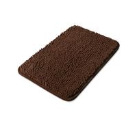 Yeaban Small Bathroom Rugs 12"x18" - Thick Chenille Bath Mats | Absorbent and Washable Bath Rug Non-Slip, Plush and Soft Rugs for Bathroom, Shower, Sink(Brown)
