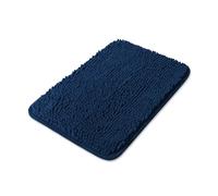 Yeaban Small Bathroom Rugs 12"x18" - Thick Chenille Bath Mats | Absorbent and Washable Bath Rug Non-Slip, Plush and Soft Rugs for Bathroom, Shower, Sink(Navy Blue)