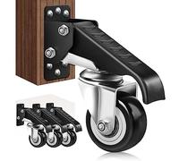 Yeabett Heavy Duty Castor Wheels 270kg Capacity, Castors Set of 4 | Retractable Stepdown Casters, Adjustable Polyurethane Durable Steel, for Workbenches, Tables, Equipment, Side Mounted