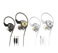 Yeabomy Wired Gaming Earbuds 2 Pack, Ak3file in Ear Monitors, Deep Bass Sound Wired Earbuds, HiFi in Ear Headphones with 1DD 10mm Dynamic Driver, IEM for Music Gaming Video Calling (Black+White)