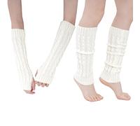 yeabwps Leg Warmers Arm Warmers Knee Warmers 2Pcs Include White Leg Warmer and White Arm Warmer for 80s Theme Party Sports Winter Women, White, One Size
