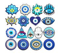 Yeaco 17pcs Non-repetitive Evil Eyes Shoe Charms For Clog Sandals, Medium, Polyvinyl Chloride, No Gemstone