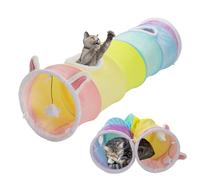 YEACO Large Size Straight Cat Tunnel with Four Holes and Hanging Ball for Indoor Cat Exercise, Interactive Crinkle Inside Material
