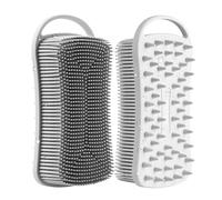 YEADMAL 2-in-1 Silicone Body Scrubber & Scalp Massager, Back Scrubber for Shower, Gentle Shower Scrubber, Shower Exfoliator, Lather Well for Shower Gel/Soap/Body Wash(Gray)
