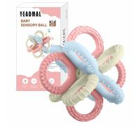 YEADMAL Baby Montessori Sensory Toys,Baby Teether Toy,Luban Ball Sensory Toy, Silicone Teething Chew for Babies 3 6 9 12 18 Months Baby Teething Toys for Newborn Infant Learning Developmental (Pink)