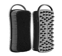 YEADMAL Dual-use Silicone Body Scrubber with Scalp Massage Shampoo Brush Exfoliating Bath Body Brush Gentle Silicone Shower Scrubber, Lather Well for Shower Gel/Soap/Body Wash (Black)