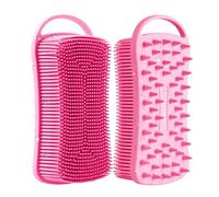 YEADMAL Dual-use Silicone Body Scrubber with Scalp Massage Shampoo Brush Exfoliating Bath Body Brush Gentle Silicone Shower Scrubber, Lather Well for Shower Gel/Soap/Body Wash (Pink)