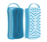 YEADMAL Dual-use Silicone Body Scrubber with Scalp Massage Shampoo Brush Exfoliating Bath Body Brush Gentle Silicone Shower Scrubber, Lather Well for Shower Gel/Soap/Body Wash (Blue)