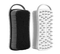 YEADMAL Dual-use Silicone Body Scrubber with Scalp Massage Shampoo Brush Exfoliating Bath Brush Gentle Silicone Shower Scrubber, Lather Well for Shower Gel/Soap/Body Wash (Black+Gray)