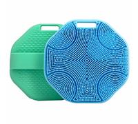 YEADMAL Silicone Body Scrubber 2-Pack, Shower Scrubber with Soft Bristles, Non-Slip Scrubbies for Body, Body Scrubber Exfoliator for Men and Women,Gentle Exfoliating and Lather Well (Blue+Green)