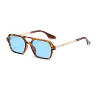 YEAG Small Frame Square Sunglasses Woman Designer Luxury Sun Glasses Female Vintage Hollow Leopard Blue Oculos