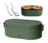 Yeah-hhi USB Electric Lunch Box 27 oz Portable Heated Lunch Box For Car/Truck/Home/Office With 2 Removable Stainless Steel Inner,Green,800ml