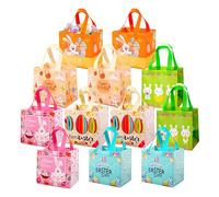 YeaHapiday 12PCS Easter Tote Bags, Non-Woven Reusable Gift Bags, Waterproof Goodie Bags for Gifts Wrapping, Egg Hunt, Easter Party Supplies, 21x20x15cm